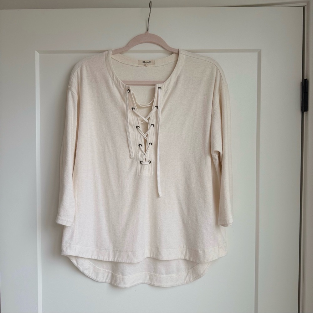 Madewell Lace-Up White Top - Picture 3 of 6